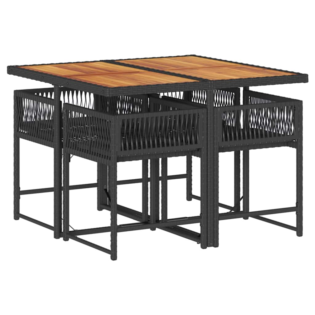 Thumbnail - vidaXL 5-tlg. Garten-Essgruppe mit Kissen Schwarz Poly Rattan