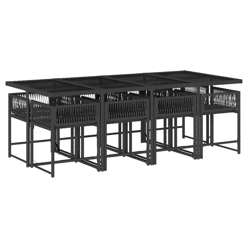 vidaXL 9-delige Tuinset poly rattan zwart afbeelding