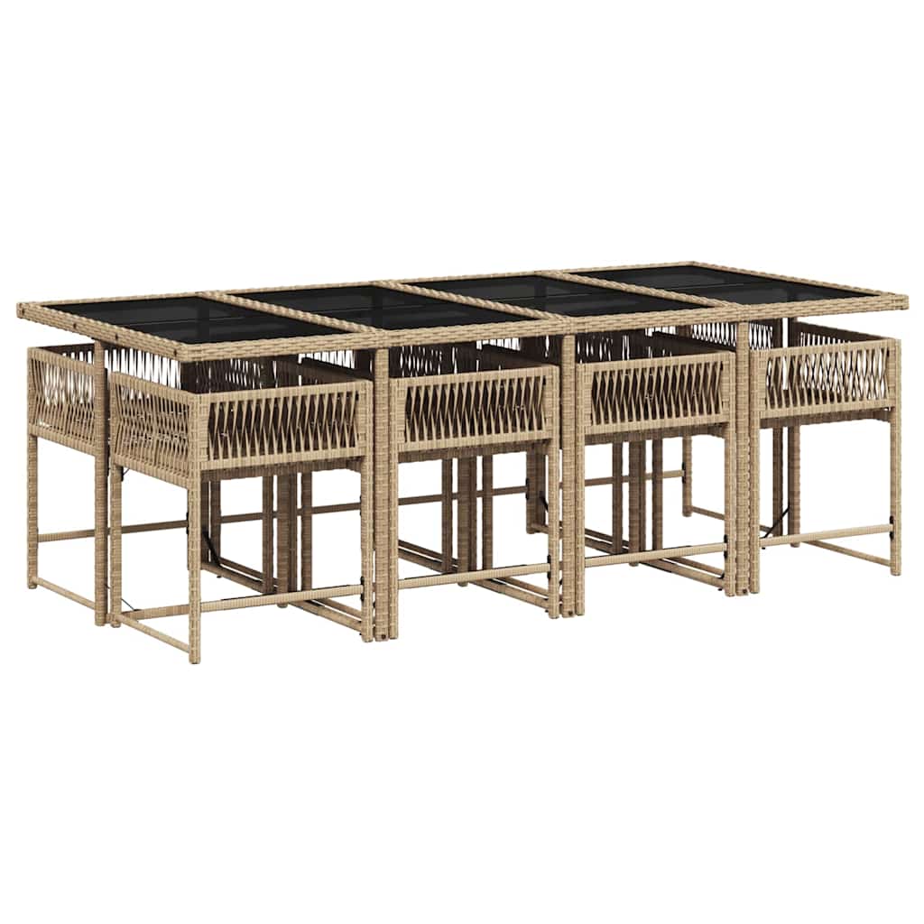 Thumbnail - vidaXL 9-tlg. Garten-Essgruppe mit Kissen Beigemischung Poly Rattan