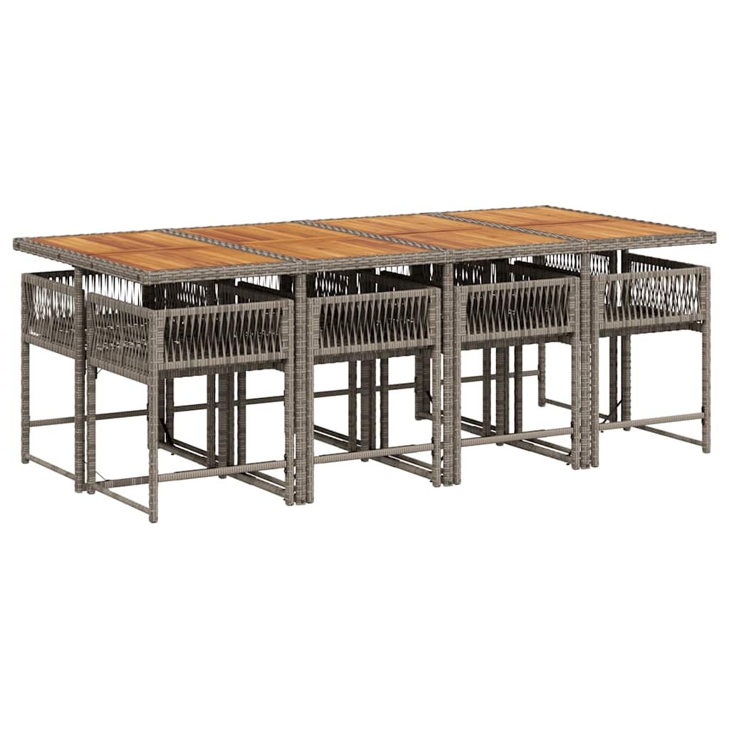 vidaXL 9-delige Tuinset met kussens poly rattan grijs afbeelding