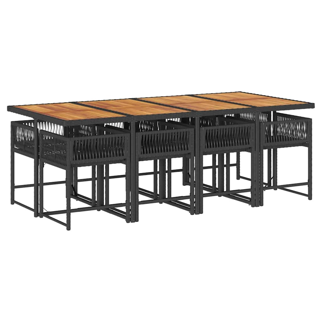vidaXL 9-delige Tuinset poly rattan zwart afbeelding