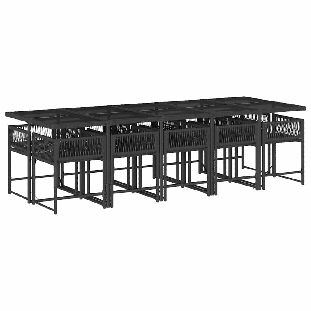 vidaXL 11-delige Tuinset met kussens poly rattan zwart afbeelding