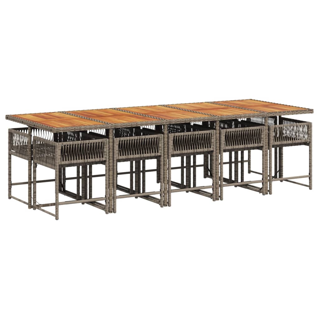 vidaXL 11-delige Tuinset met kussens poly rattan grijs afbeelding
