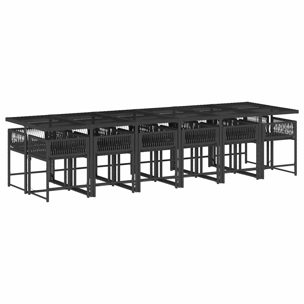 vidaXL 13-delige Tuinset met kussens poly rattan zwart afbeelding