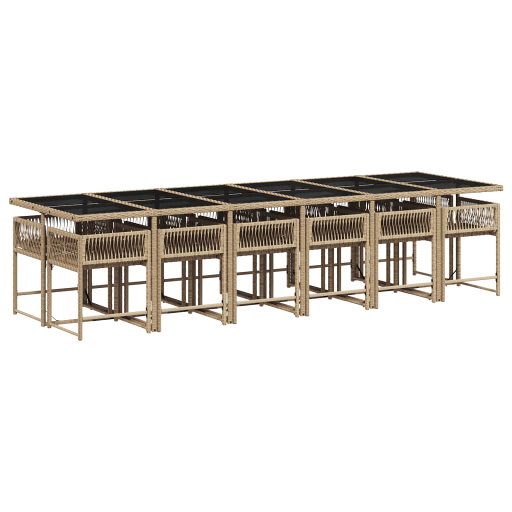 Thumbnail - vidaXL 13-tlg. Garten-Essgruppe mit Kissen Beige Poly Rattan