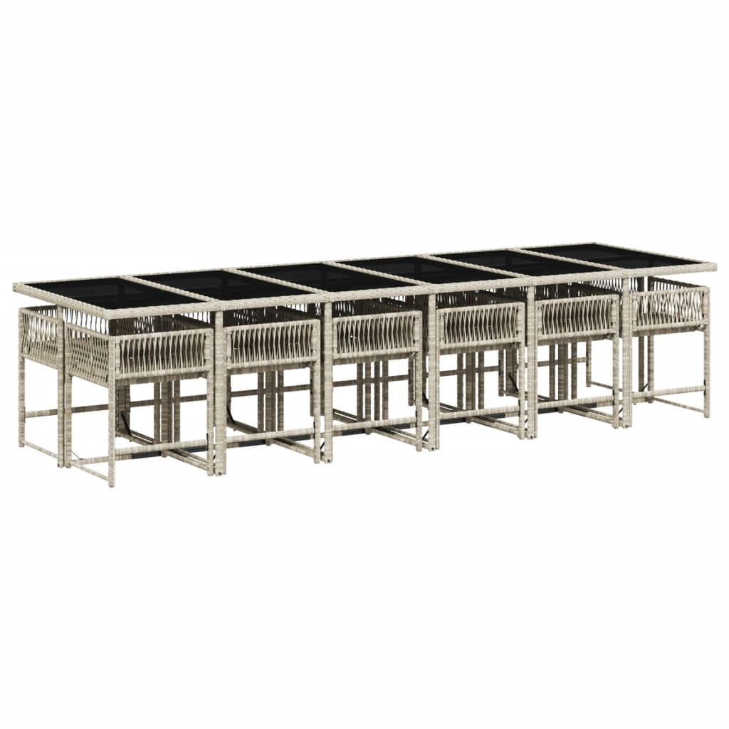 vidaXL 13-delige Tuinset met kussens poly rattan lichtgrijs