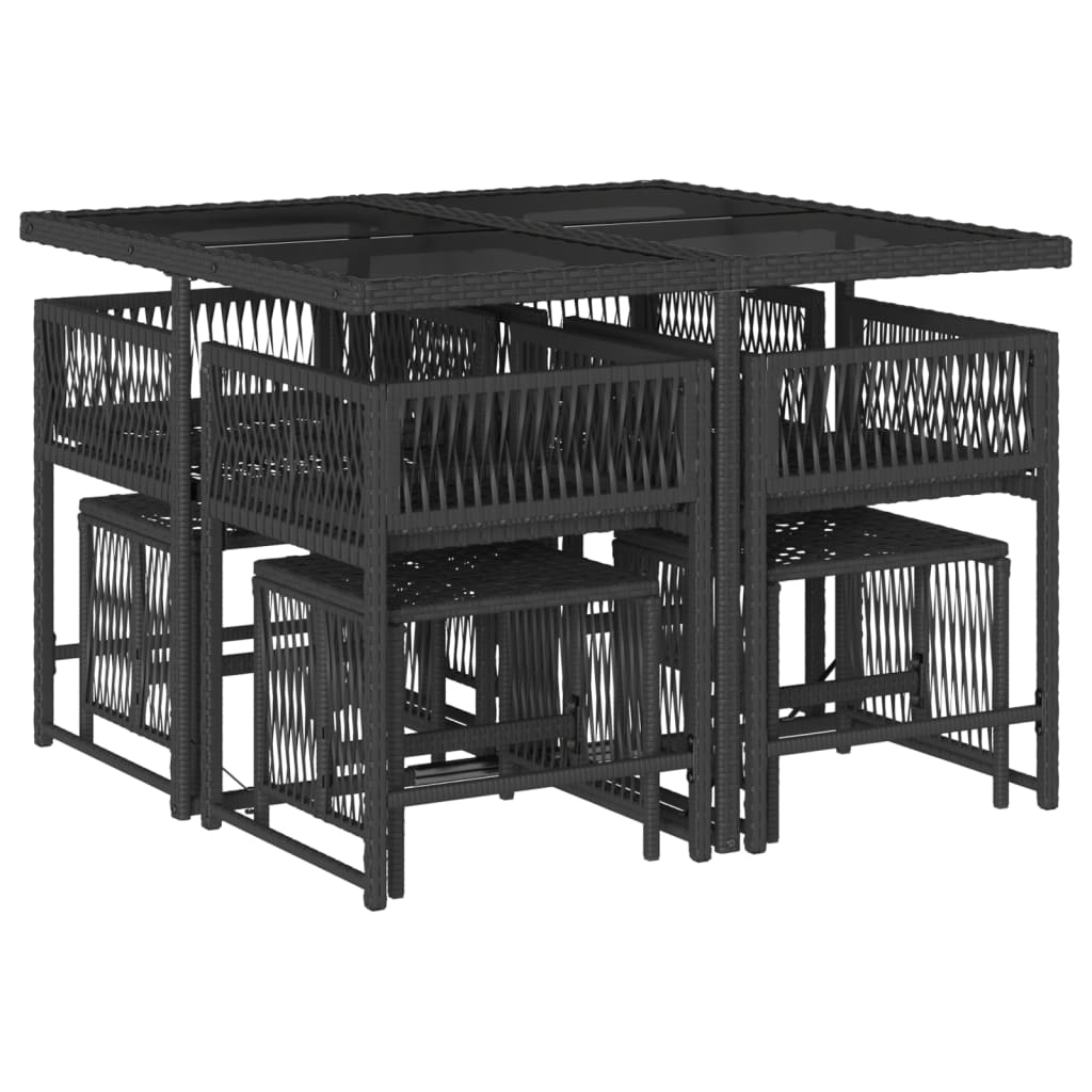 vidaXL 9-delige Tuinset poly rattan zwart afbeelding