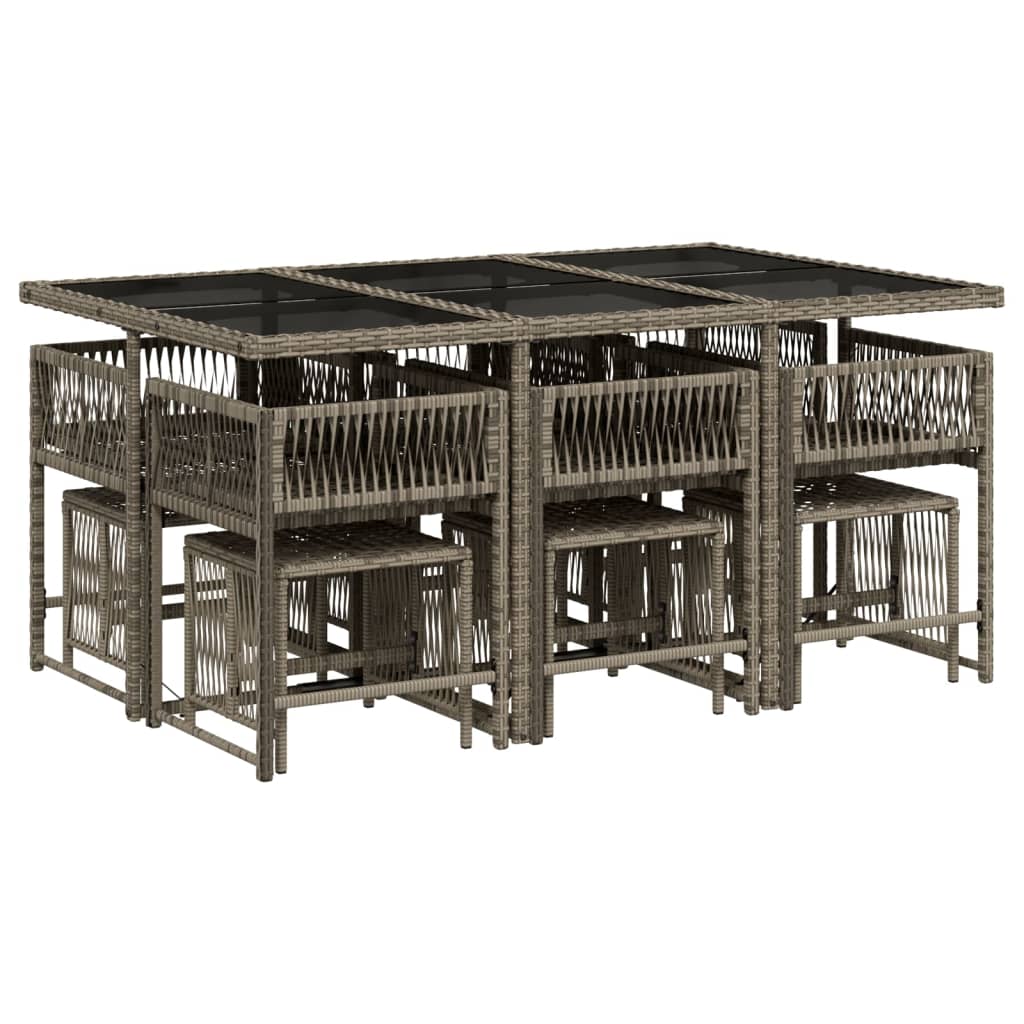 vidaXL 11-delige Tuinset met kussens poly rattan grijs afbeelding