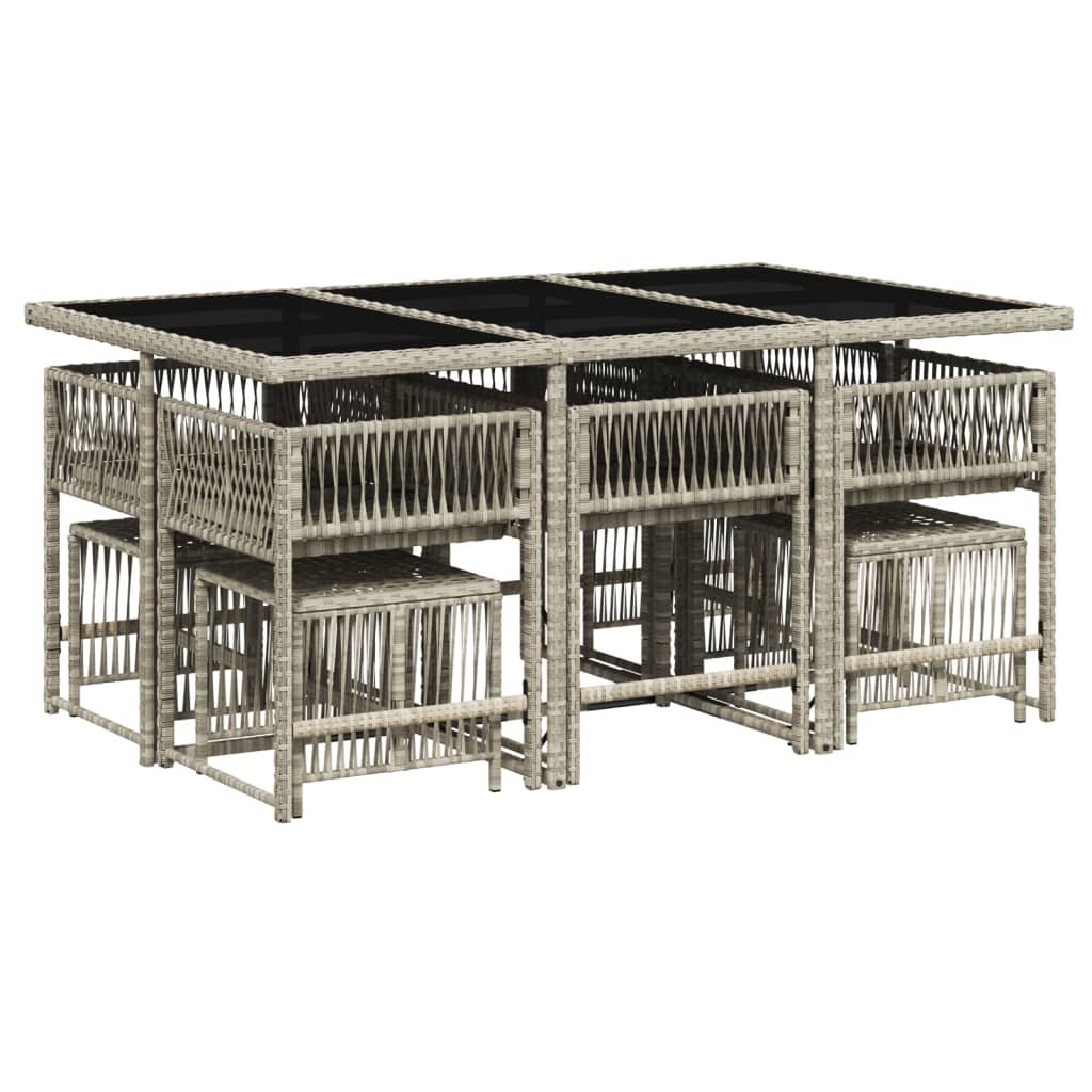 vidaXL 11-delige Tuinset met kussens poly rattan lichtgrijs