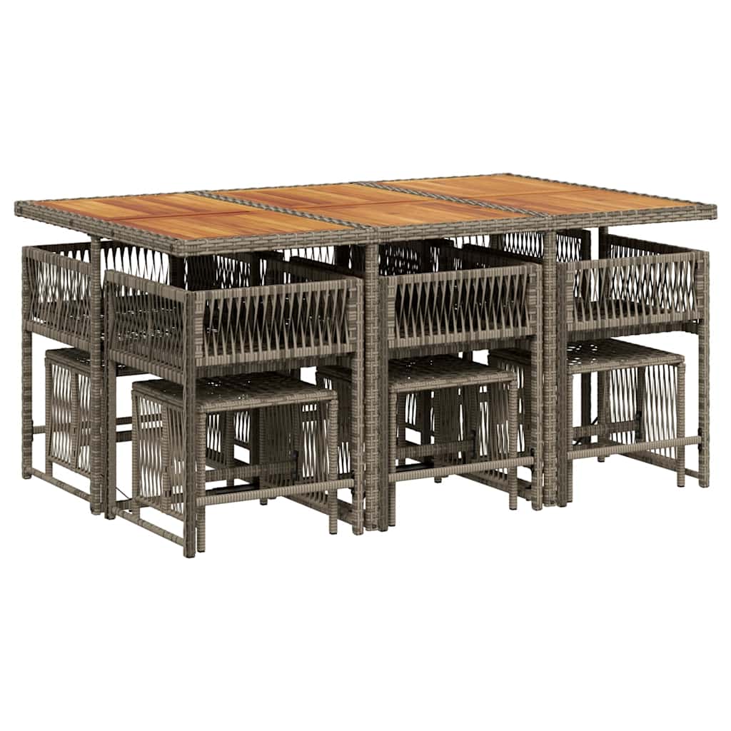 Thumbnail - vidaXL 11-tlg. Garten-Essgruppe mit Kissen Grau Poly Rattan