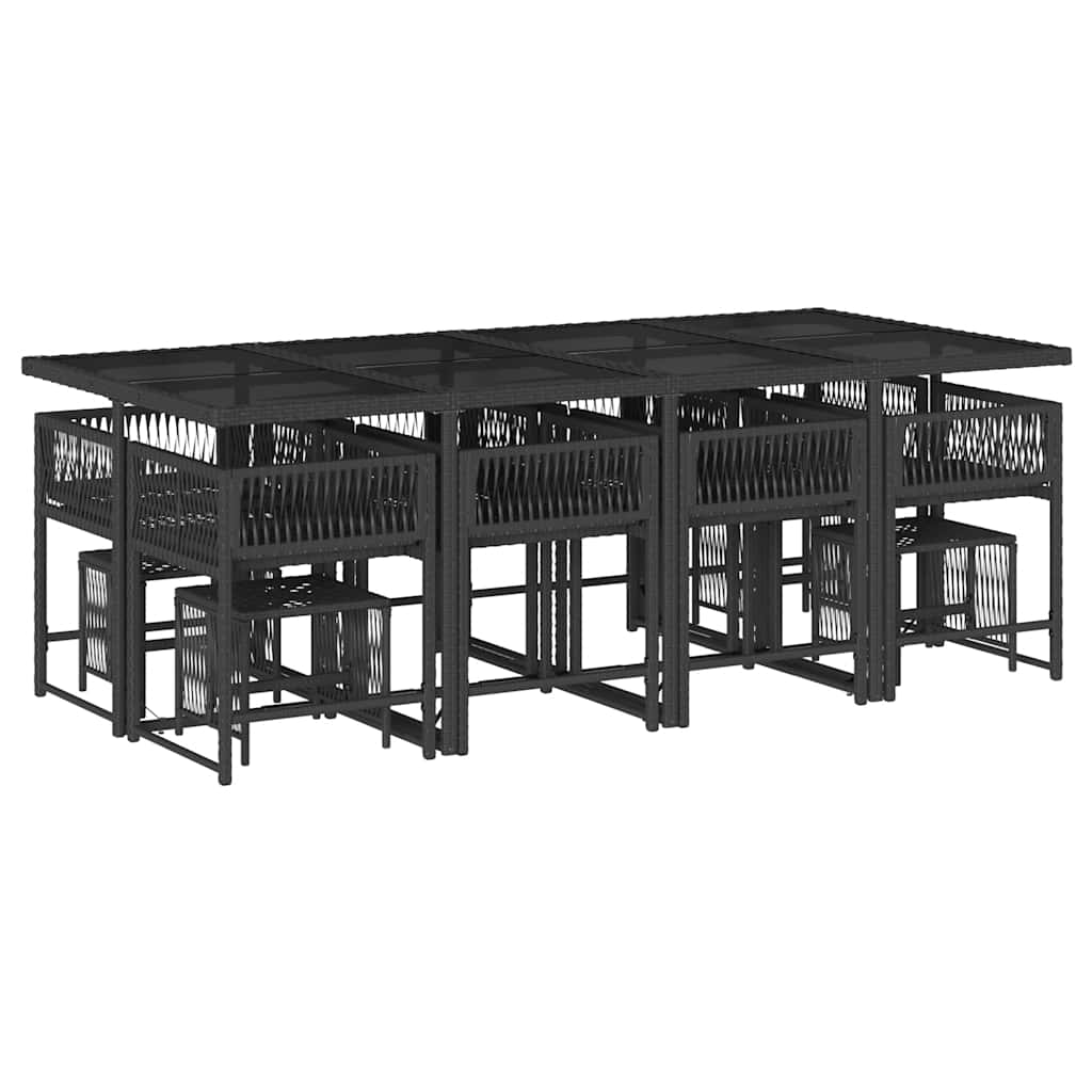 Thumbnail - vidaXL 13-tlg. Garten-Essgruppe mit Kissen Schwarz Poly Rattan