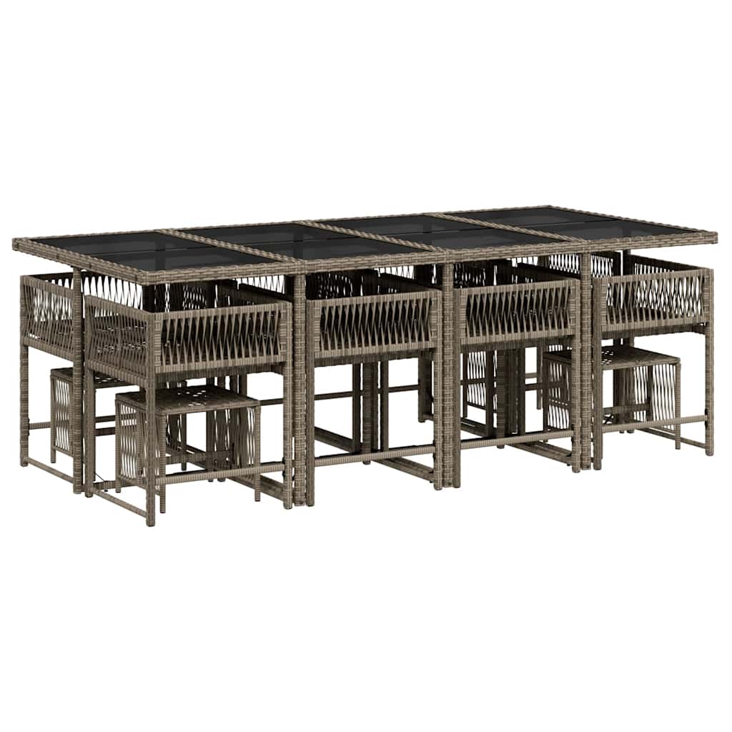 Thumbnail - vidaXL 13-tlg. Garten-Essgruppe mit Kissen Grau Poly Rattan