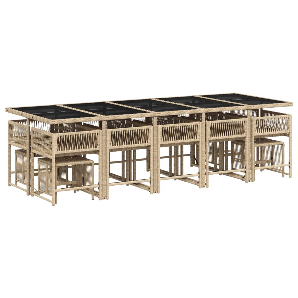 vidaXL 15-delige Tuinset met kussens poly rattan beige afbeelding