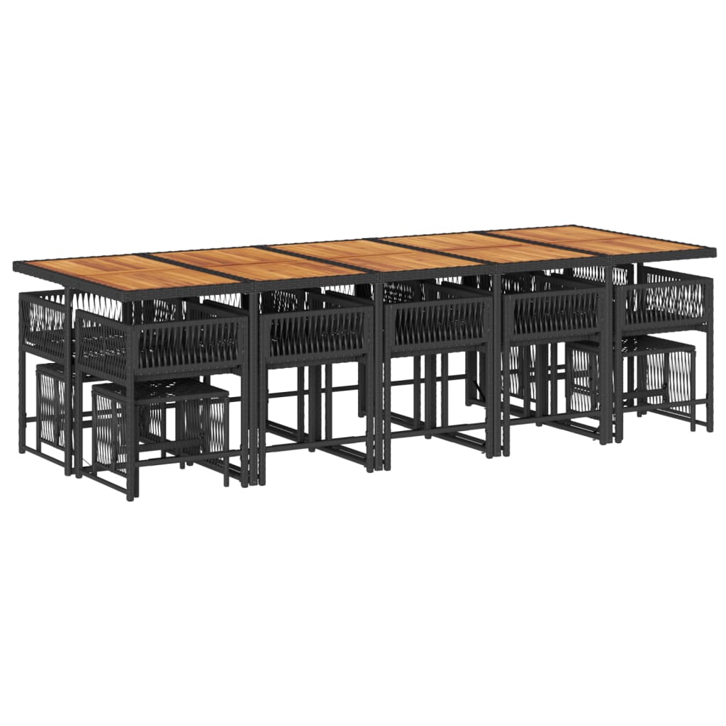vidaXL 15-delige Tuinset met kussens poly rattan zwart afbeelding