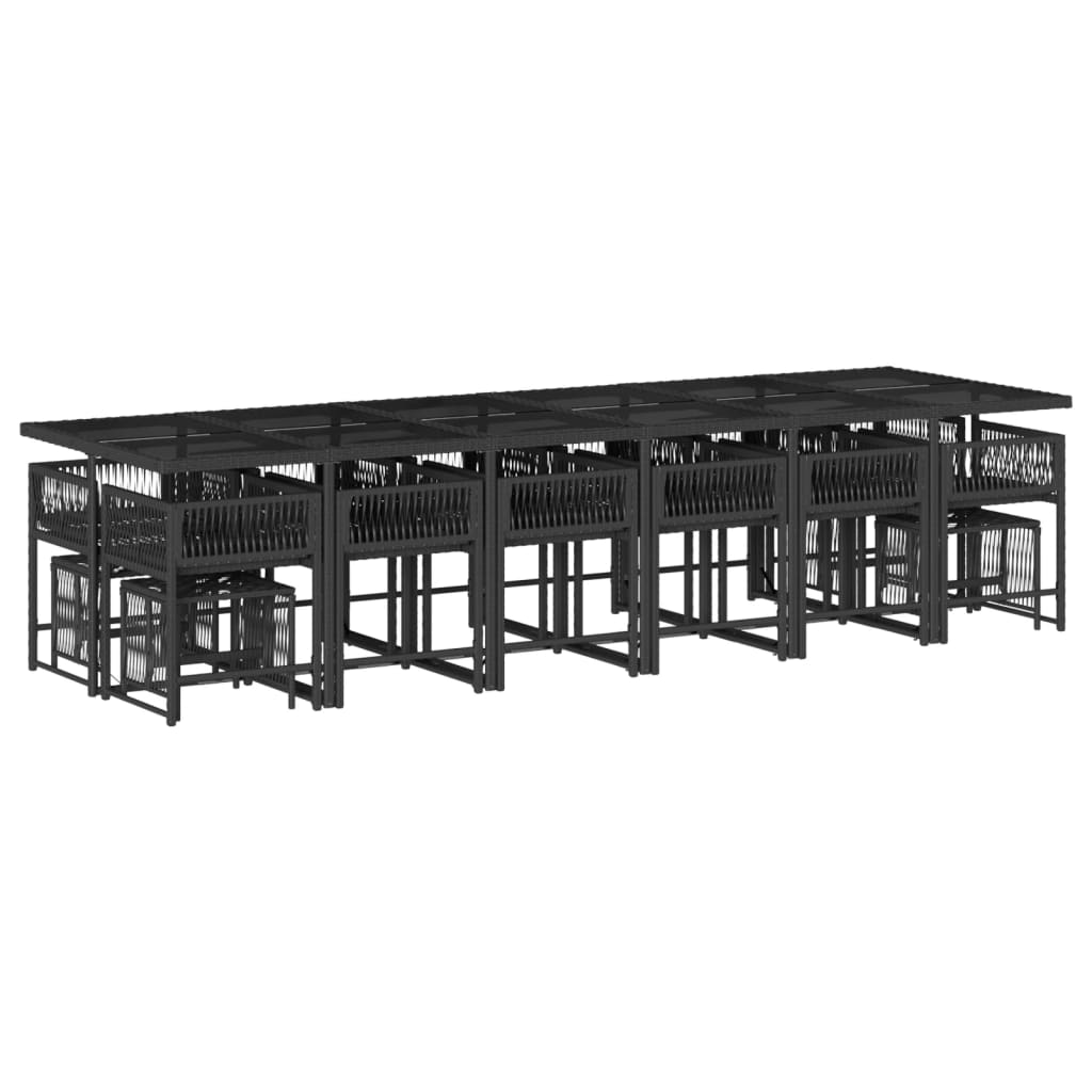vidaXL 17-delige Tuinset met kussens poly rattan zwart afbeelding