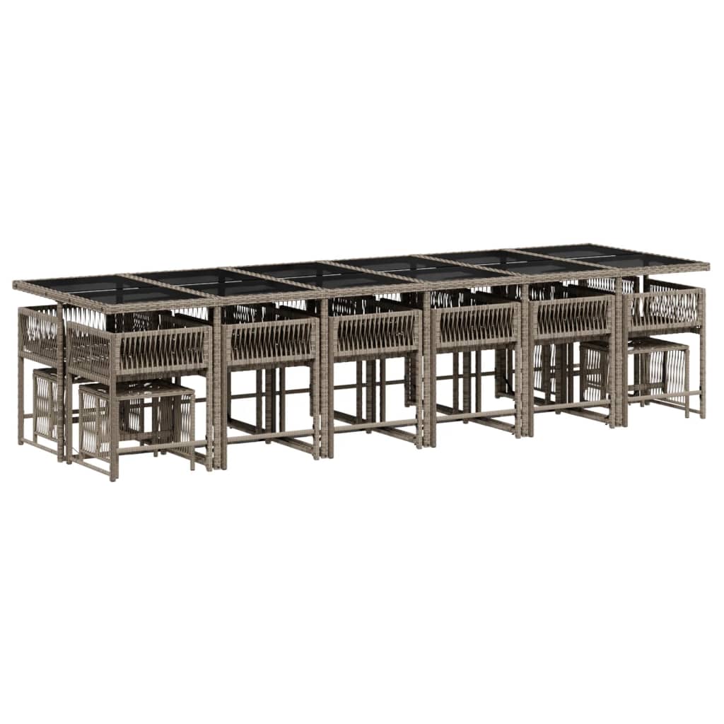 vidaXL 17-delige Tuinset met kussens poly rattan grijs afbeelding