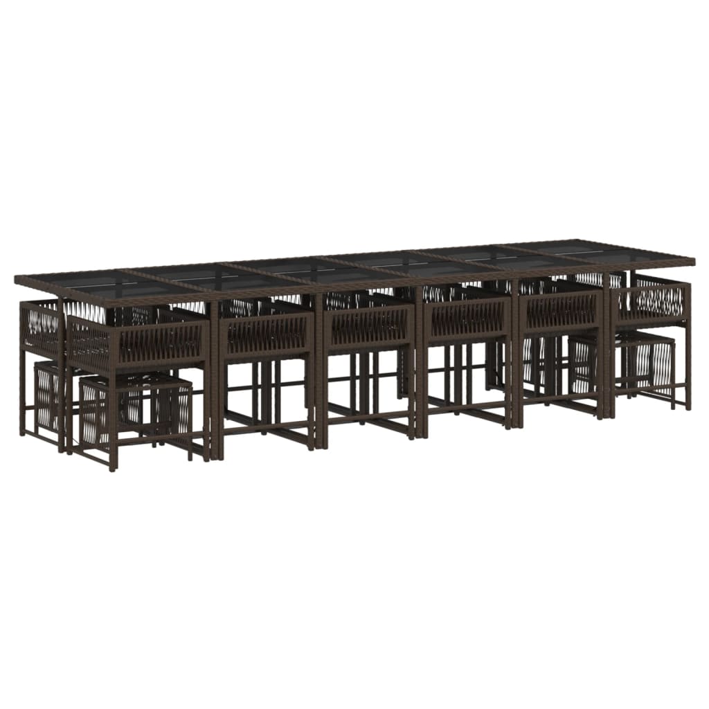 vidaXL 17-delige Tuinset met kussens poly rattan bruin afbeelding