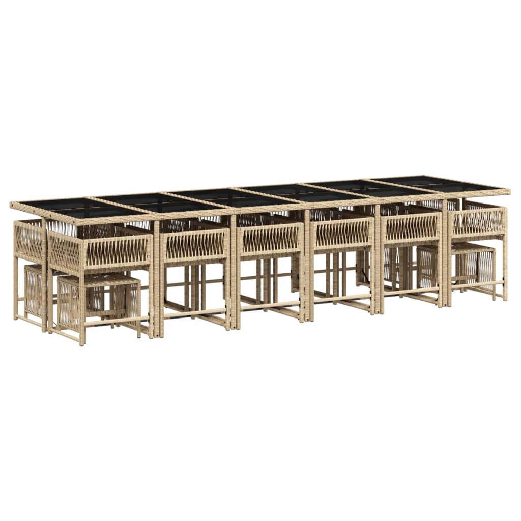 vidaXL 17-delige Tuinset met kussens poly rattan beige afbeelding