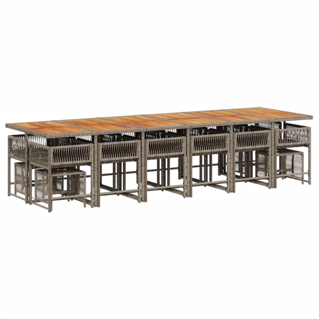 vidaXL 17-delige Tuinset met kussens poly rattan grijs afbeelding