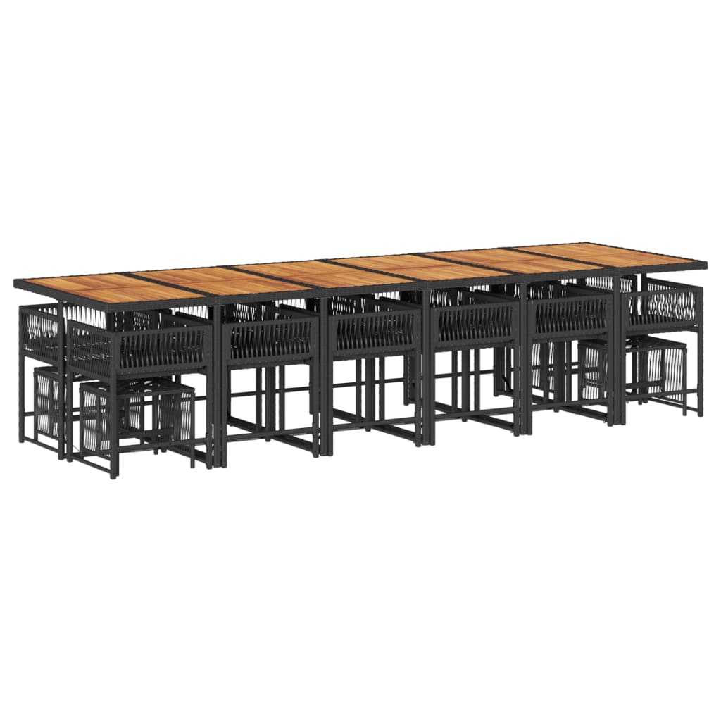 vidaXL 17-delige Tuinset met kussens poly rattan zwart afbeelding