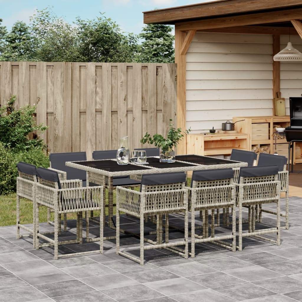 vidaXL Set mobilier de grădină cu perne 11 piese gri deschis poliratan