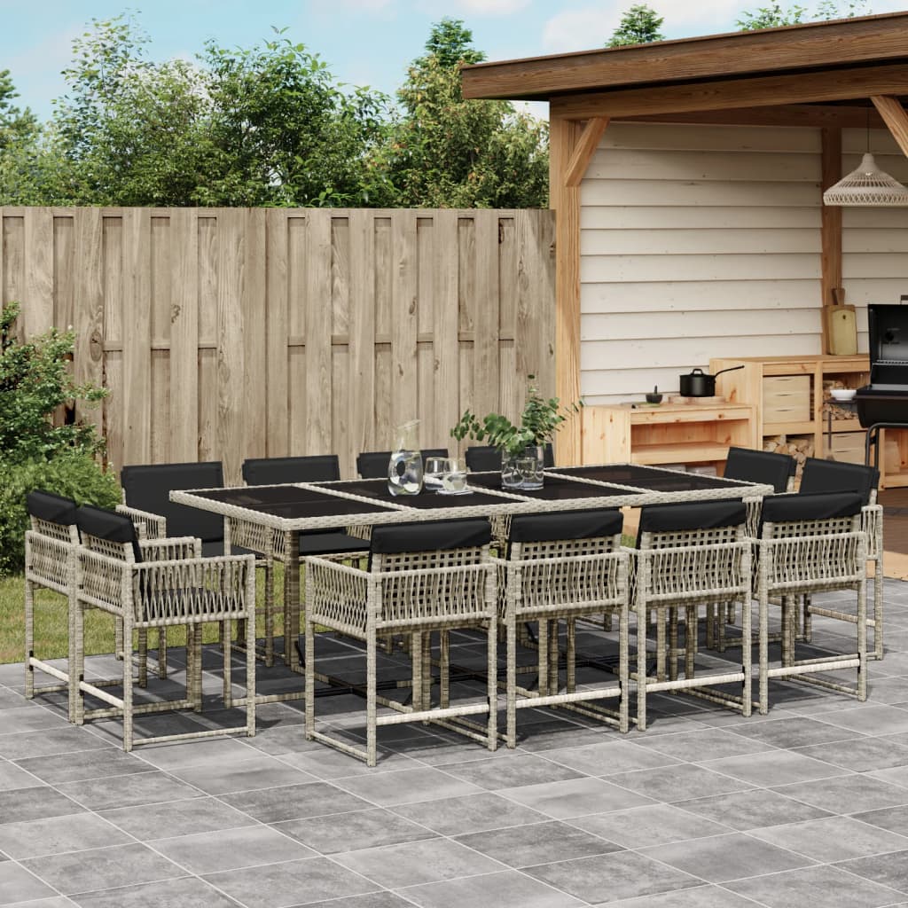 vidaXL Set mobilier de grădină cu perne 13 piese gri deschis poliratan