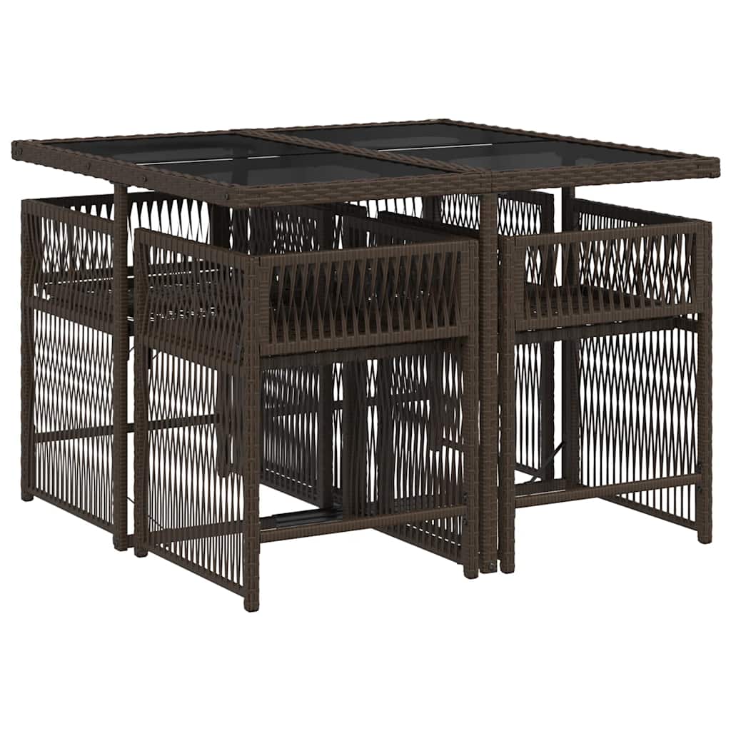 vidaXL 5-delige Tuinset met kussens poly rattan bruin afbeelding
