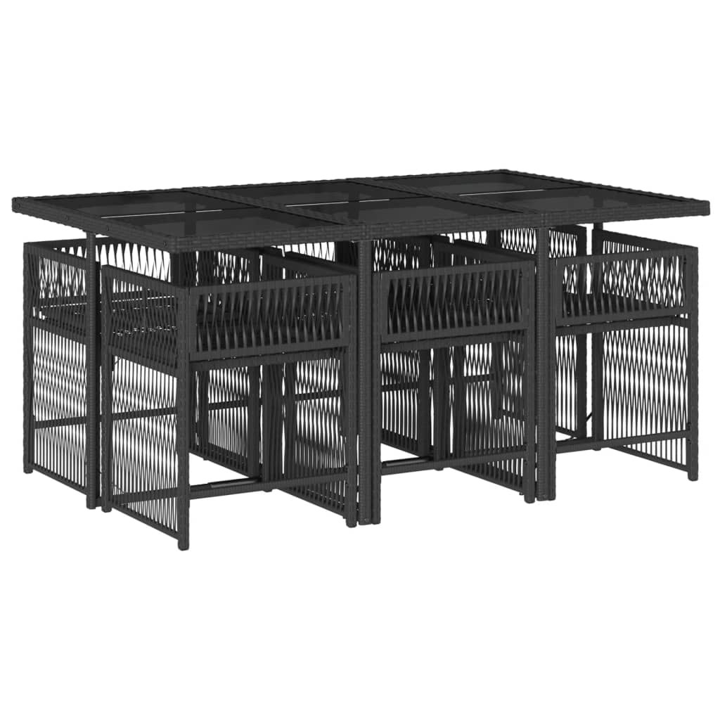 vidaXL 7-delige Tuinset met kussens poly rattan zwart afbeelding
