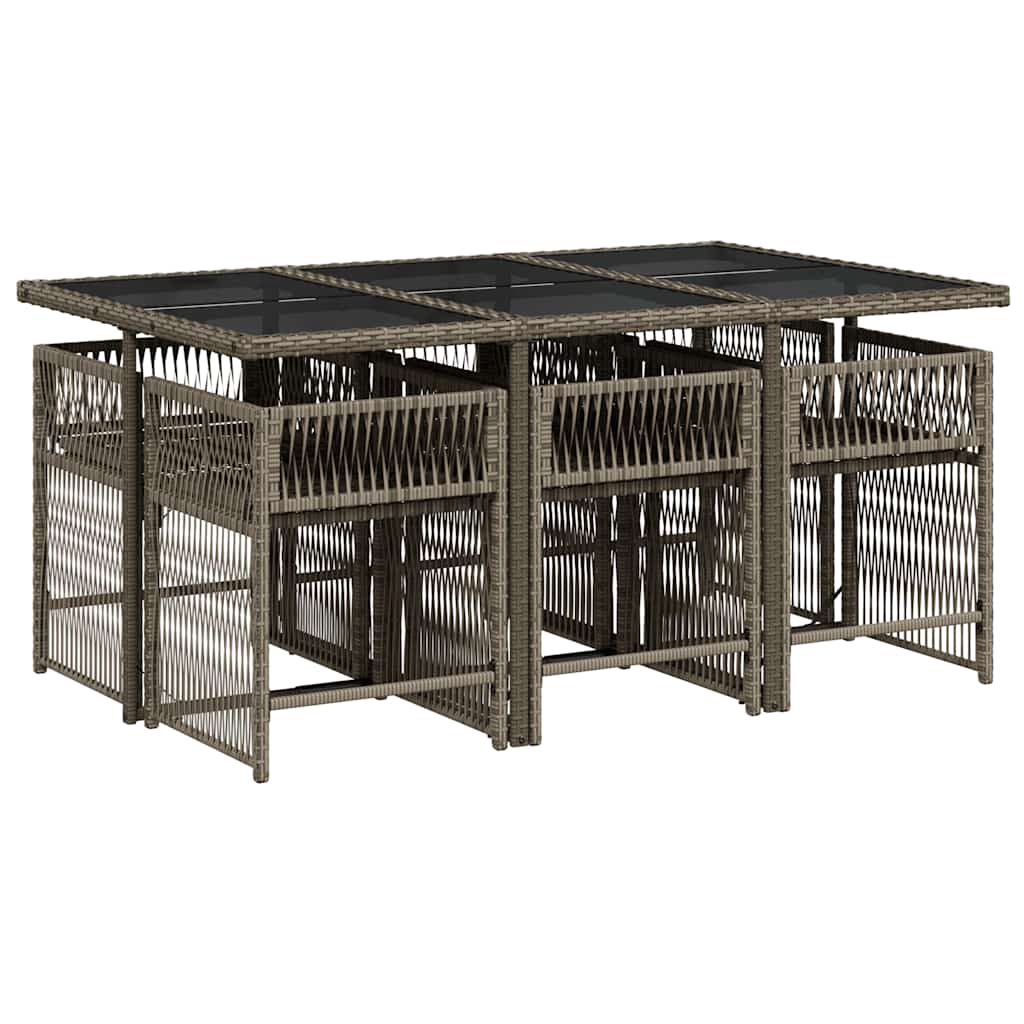 vidaXL 7-delige Tuinset met kussens poly rattan grijs afbeelding