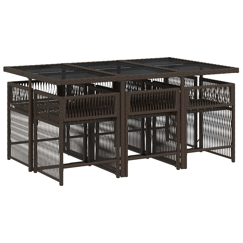 Thumbnail - vidaXL 7-tlg. Garten-Essgruppe mit Kissen Braun Poly Rattan