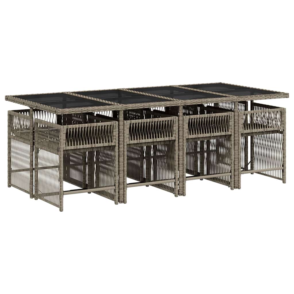 vidaXL 9-delige Tuinset met kussens poly rattan grijs afbeelding