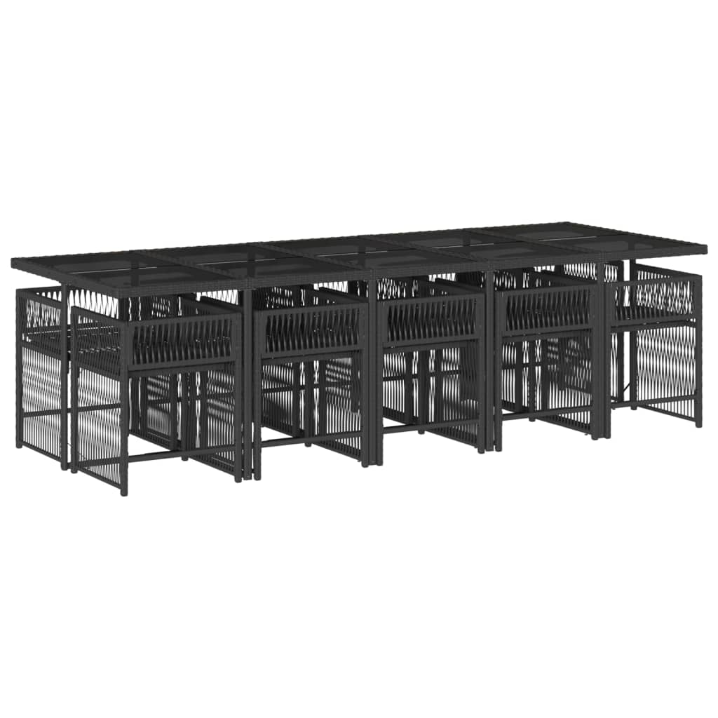 vidaXL 11-delige Tuinset met kussens poly rattan zwart afbeelding