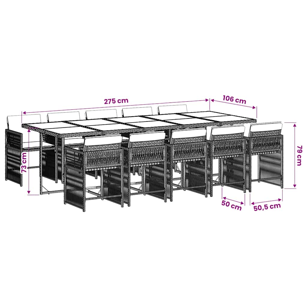 Set mobilier de exterior cu perne, 11 piese, negru, poliratan 3211650 - imagine 6