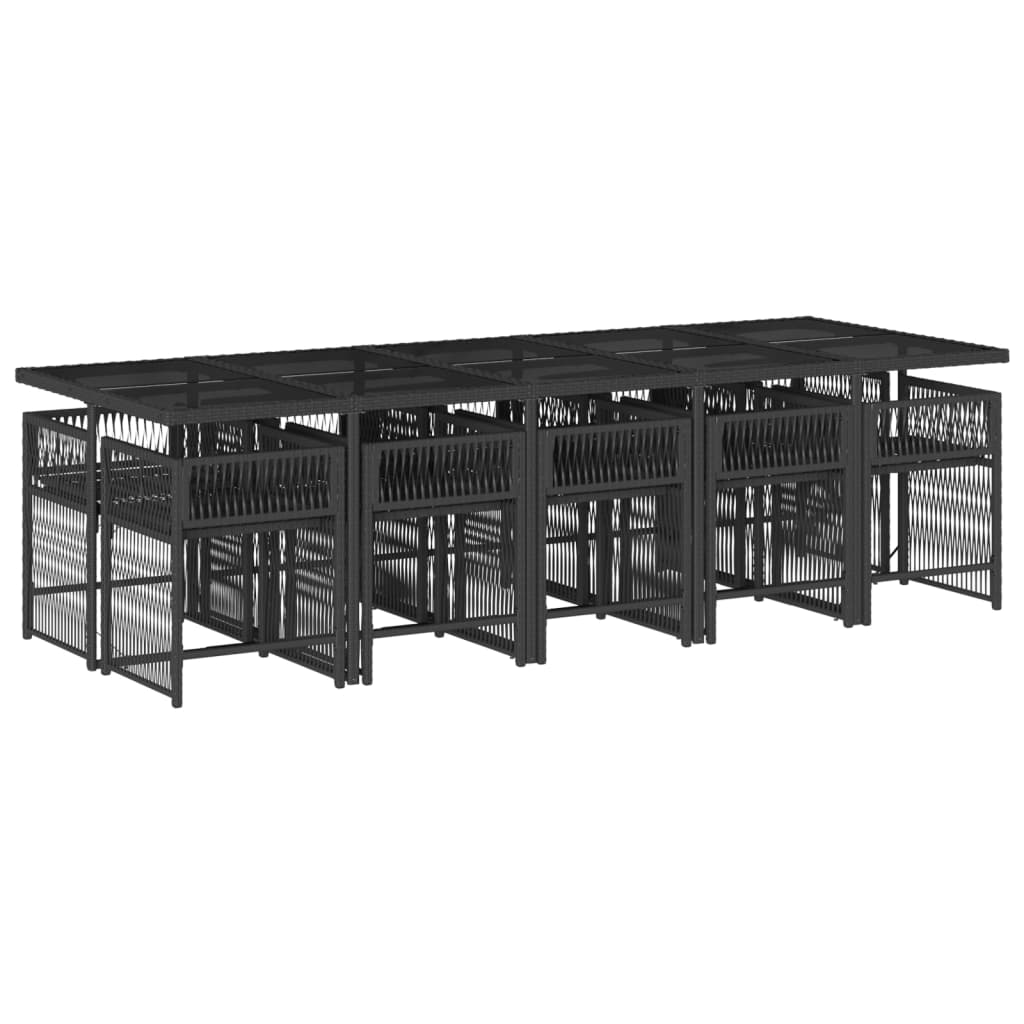 vidaXL 11-delige Tuinset met kussens poly rattan zwart afbeelding