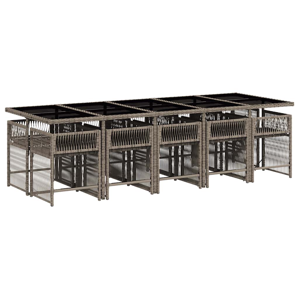 vidaXL 11 részes szürke polyrattan kerti ülőgarnitúra párnákkal