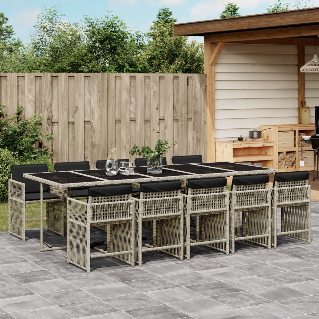 vidaXL Set mobilier de grădină cu perne 11 piese gri deschis poliratan