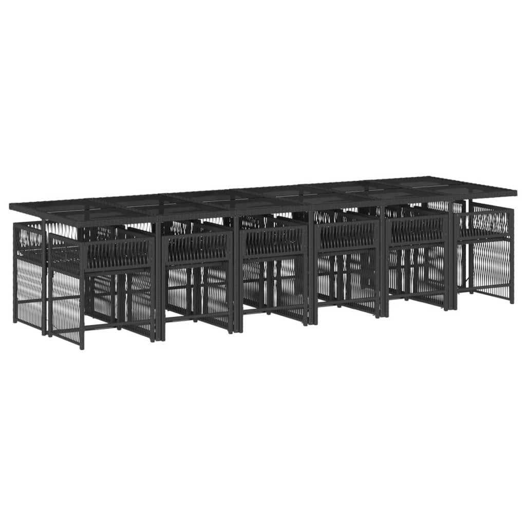 vidaXL 13-delige Tuinset met kussens poly rattan zwart afbeelding