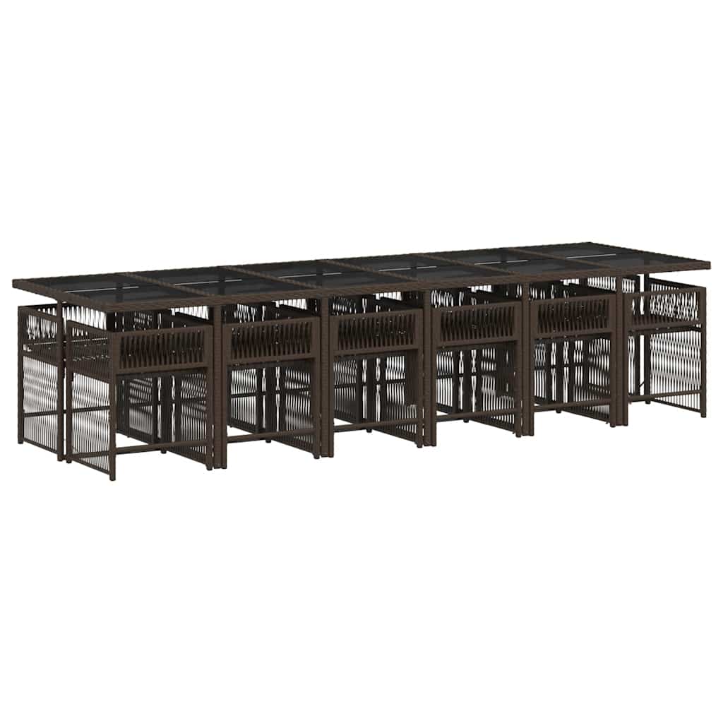 vidaXL 13-delige Tuinset met kussens poly rattan bruin afbeelding