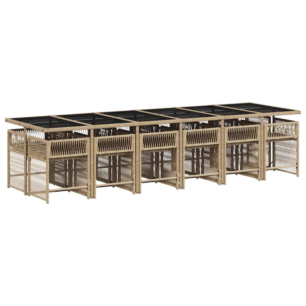 vidaXL 13-delige Tuinset met kussens poly rattan gemengd beige afbeelding