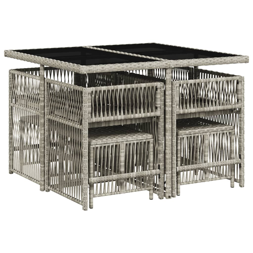 vidaXL 9-delige Tuinset met kussens poly rattan lichtgrijs