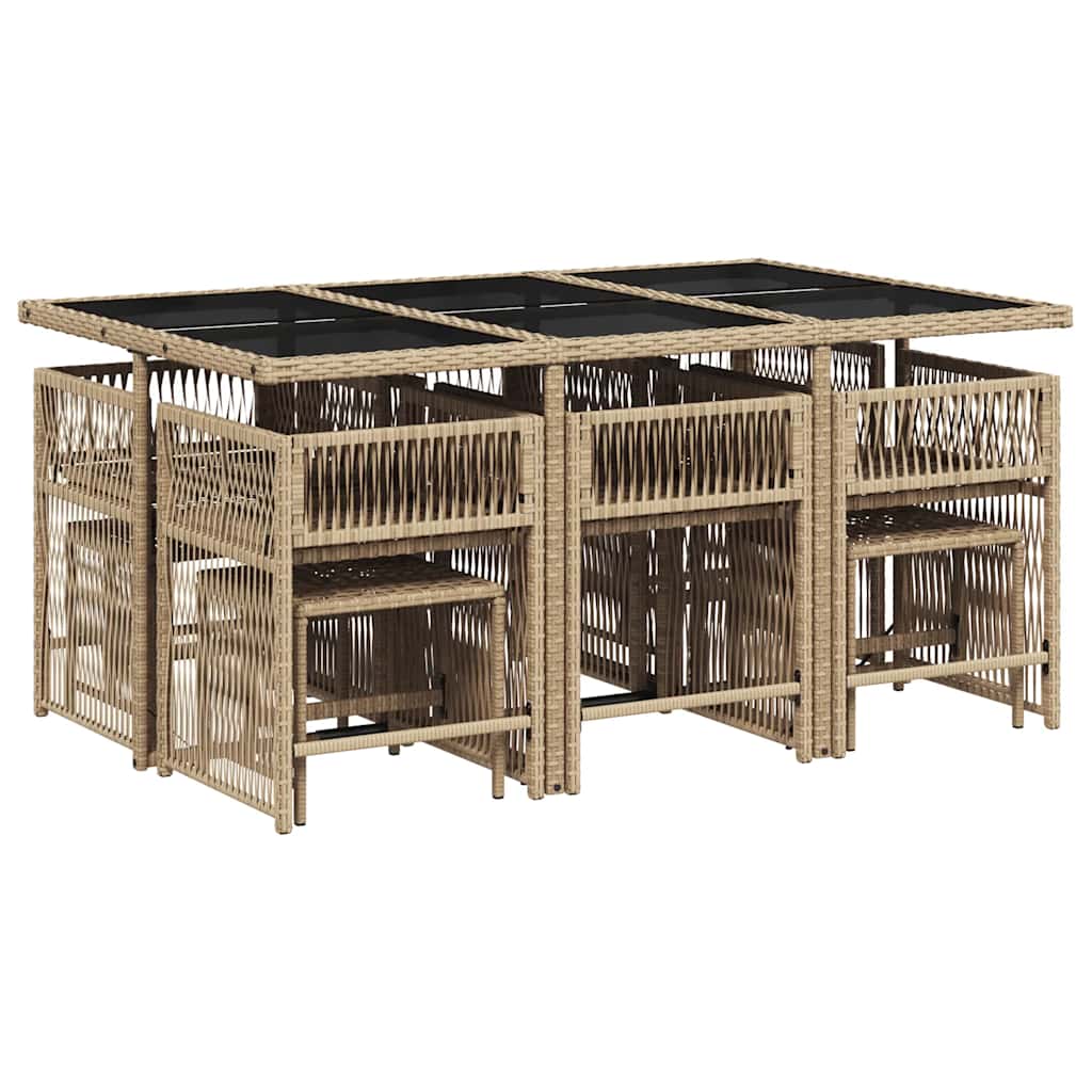 Thumbnail - vidaXL 11-tlg. Garten-Essgruppe mit Kissen Beige Poly Rattan