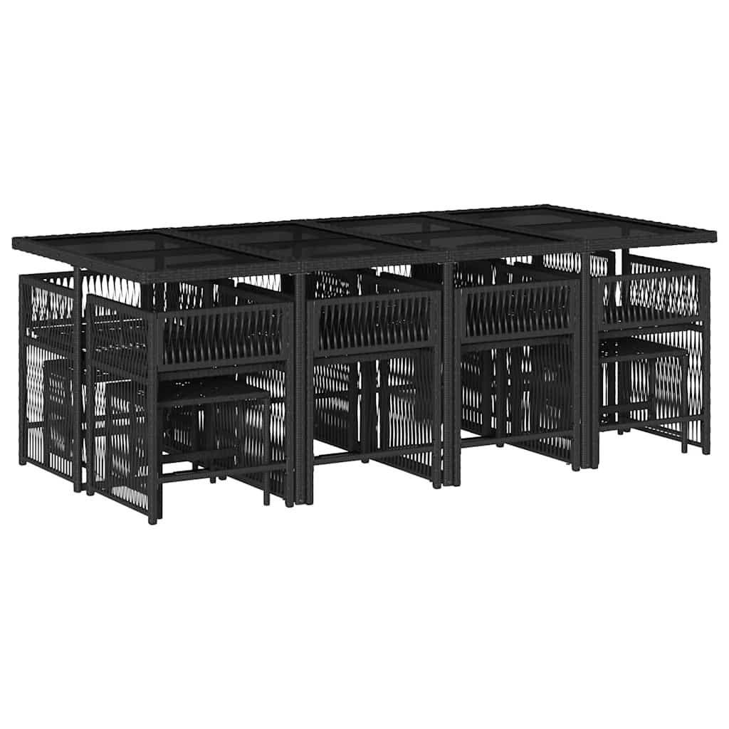 vidaXL 13-delige Tuinset met kussens poly rattan zwart afbeelding