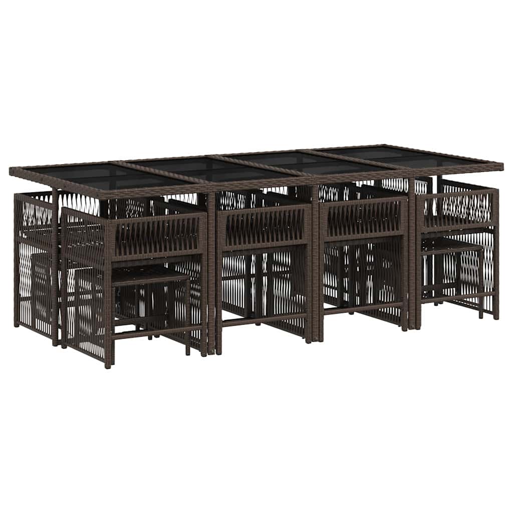 vidaXL 13-delige Tuinset met kussens poly rattan bruin afbeelding