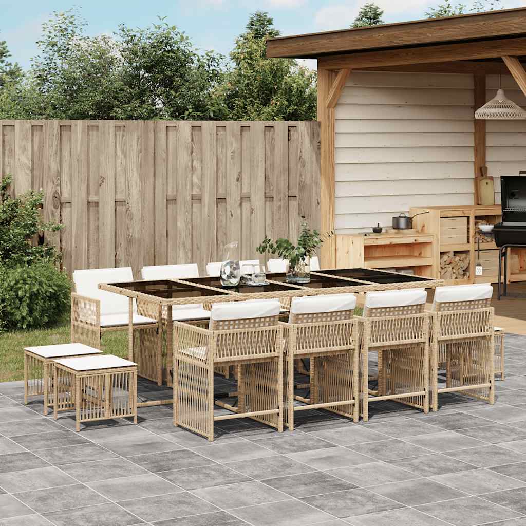 vidaXL Set mobilier de grădină cu perne, 13 piese, bej, poliratan