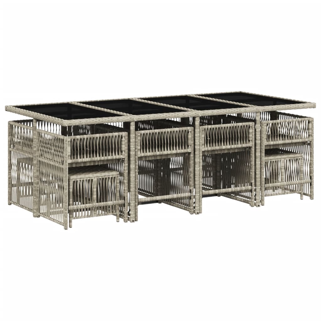 vidaXL 13-delige Tuinset met kussens poly rattan lichtgrijs