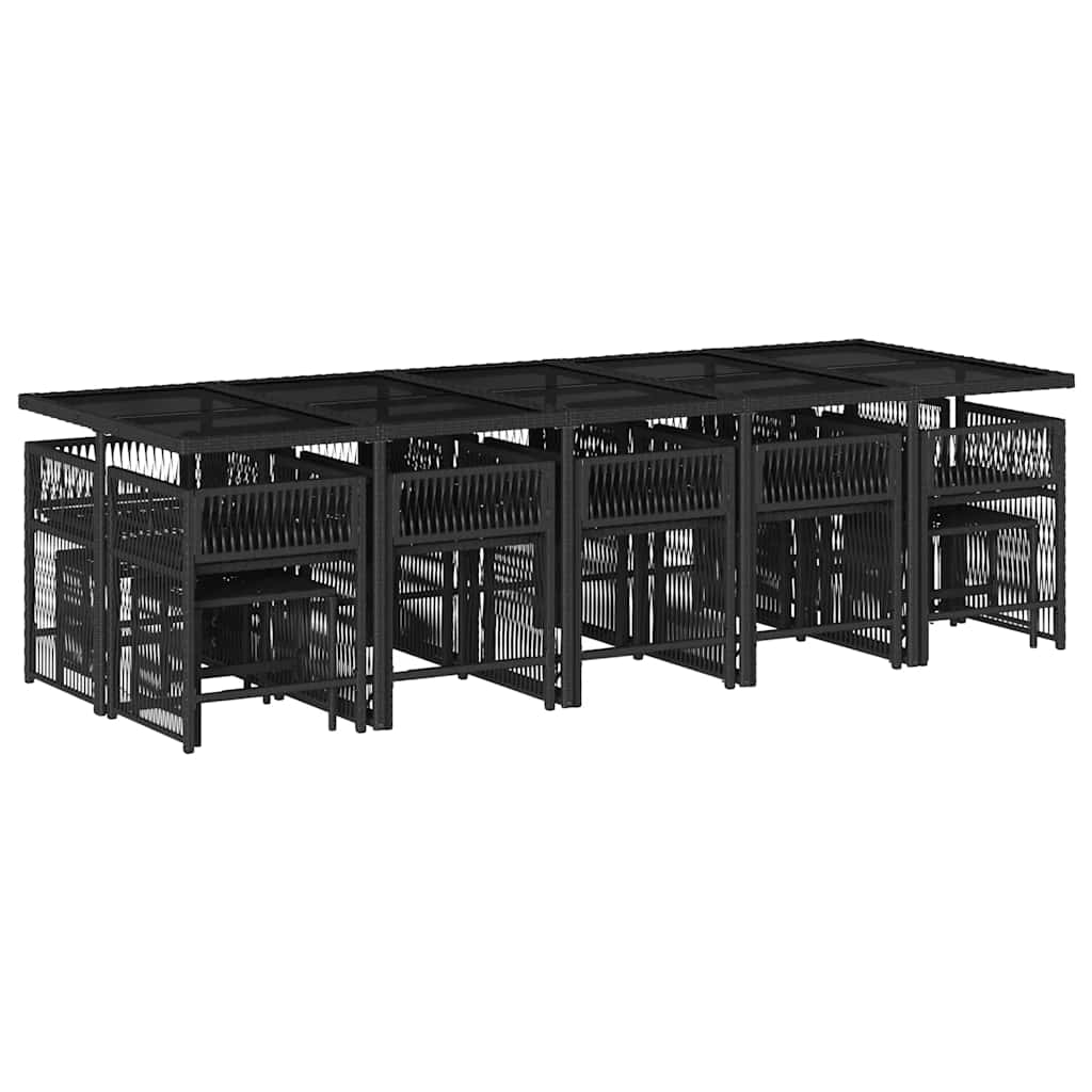 Thumbnail - vidaXL 15-tlg. Garten-Essgruppe mit Kissen Schwarz Poly Rattan