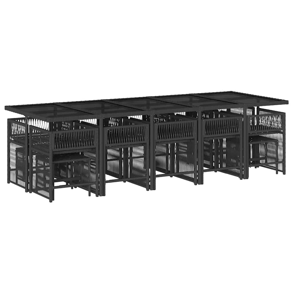 vidaXL 15-delige Tuinset met kussens poly rattan zwart afbeelding