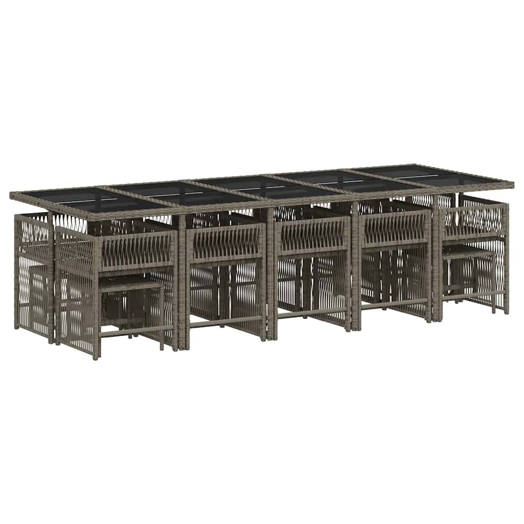 vidaXL 15-delige Tuinset met kussens poly rattan grijs afbeelding