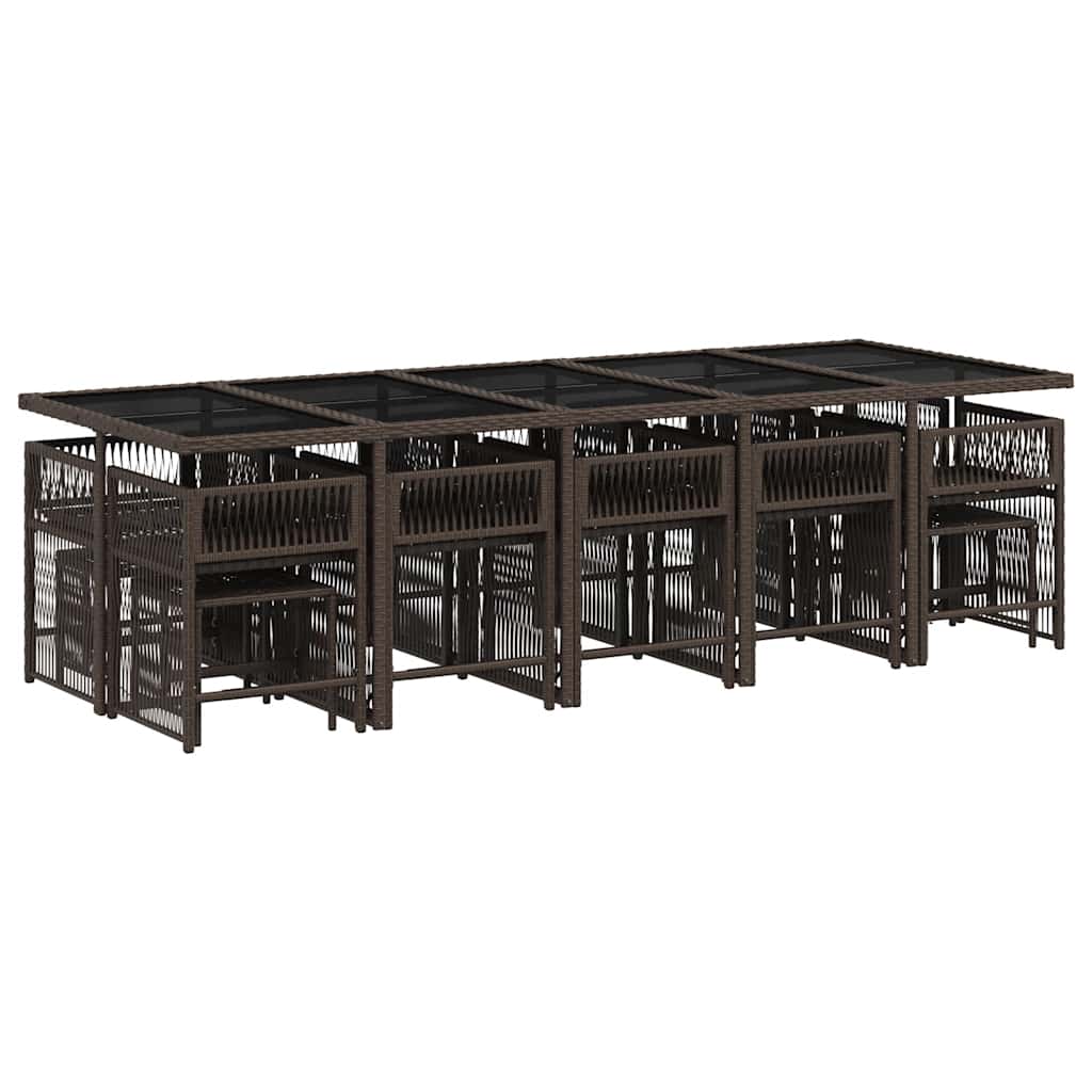 vidaXL 15-delige Tuinset met kussens poly rattan bruin afbeelding