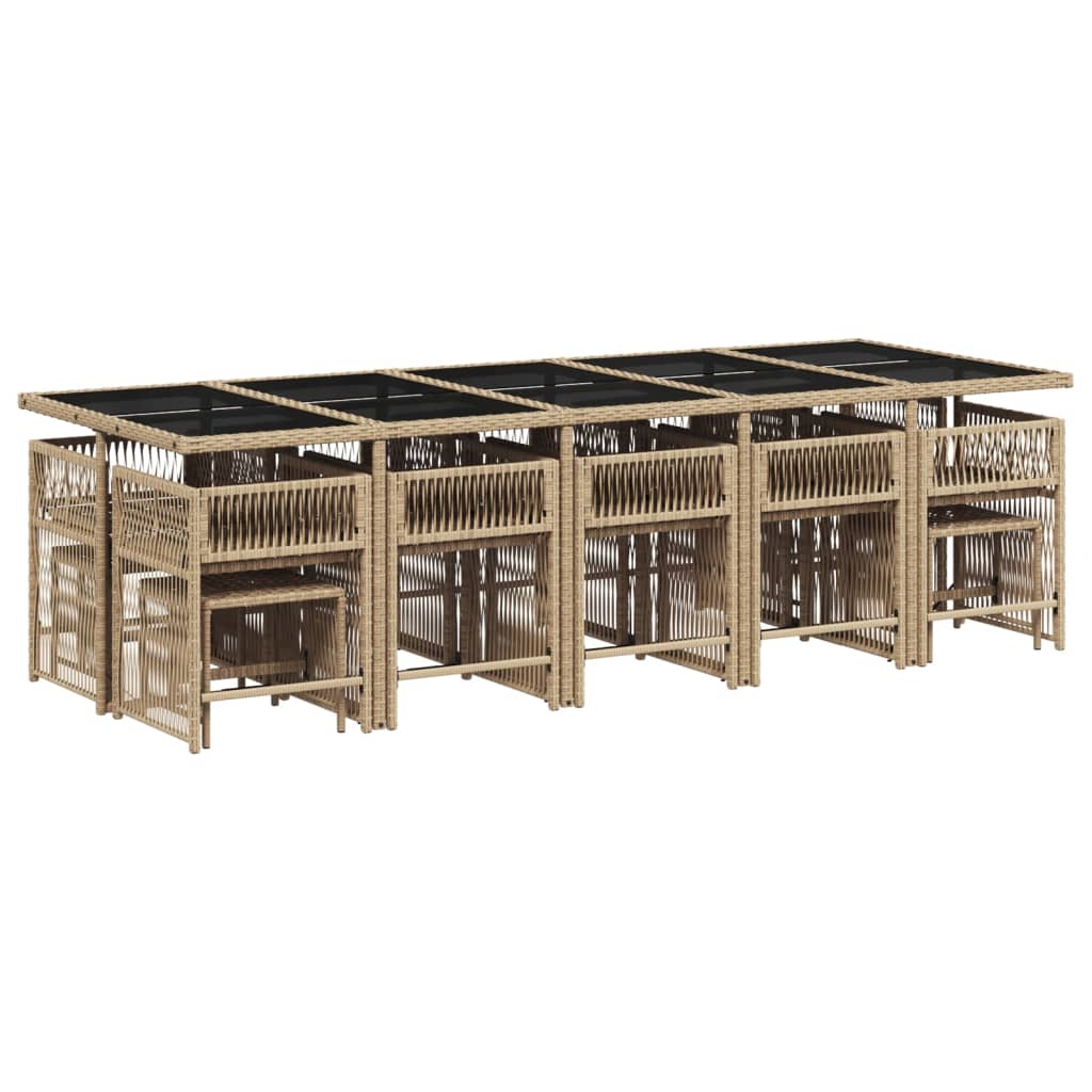 vidaXL 15-delige Tuinset met kussens poly rattan beige